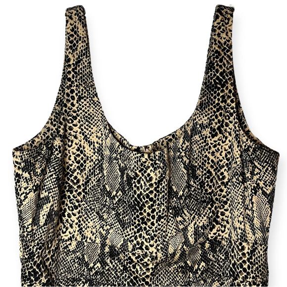 Michael Kors Snakeskin Print Sheath Dress Beige Black Bodycon Cocktail Size 6 - Picture 4 of 14